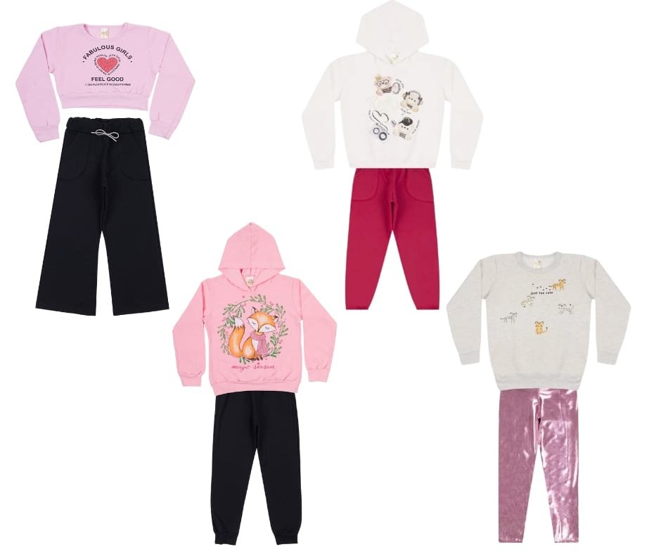 01 kit 4 conjuntos menina inverno jd kids