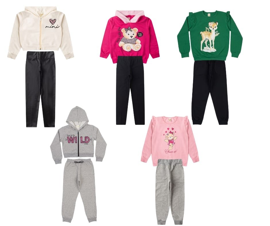 02 kit 4 conjuntos menina inverno jd kids