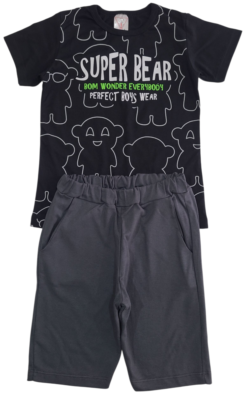 01 conjunto menino verao super bear preto jd kids