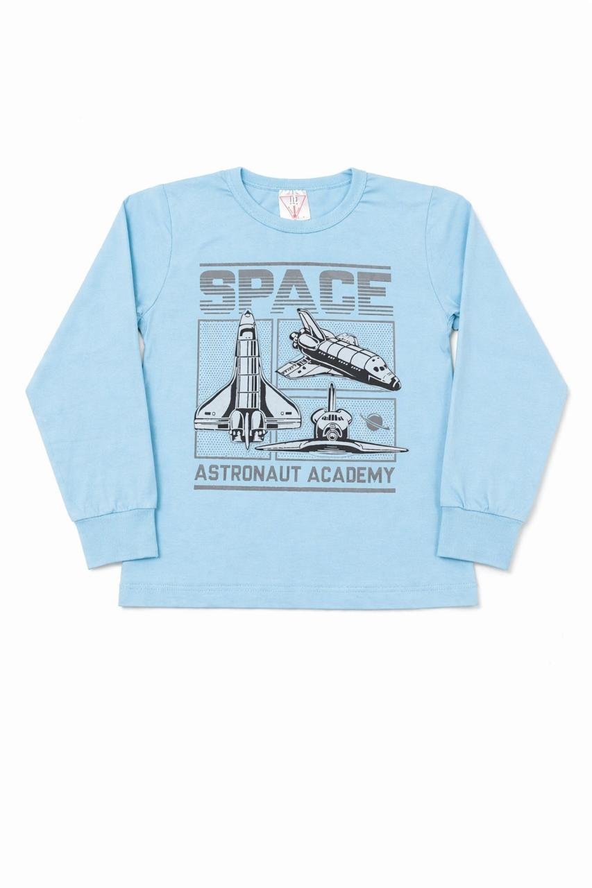 04 blusa menino inverno malha com punho space azul jd kids