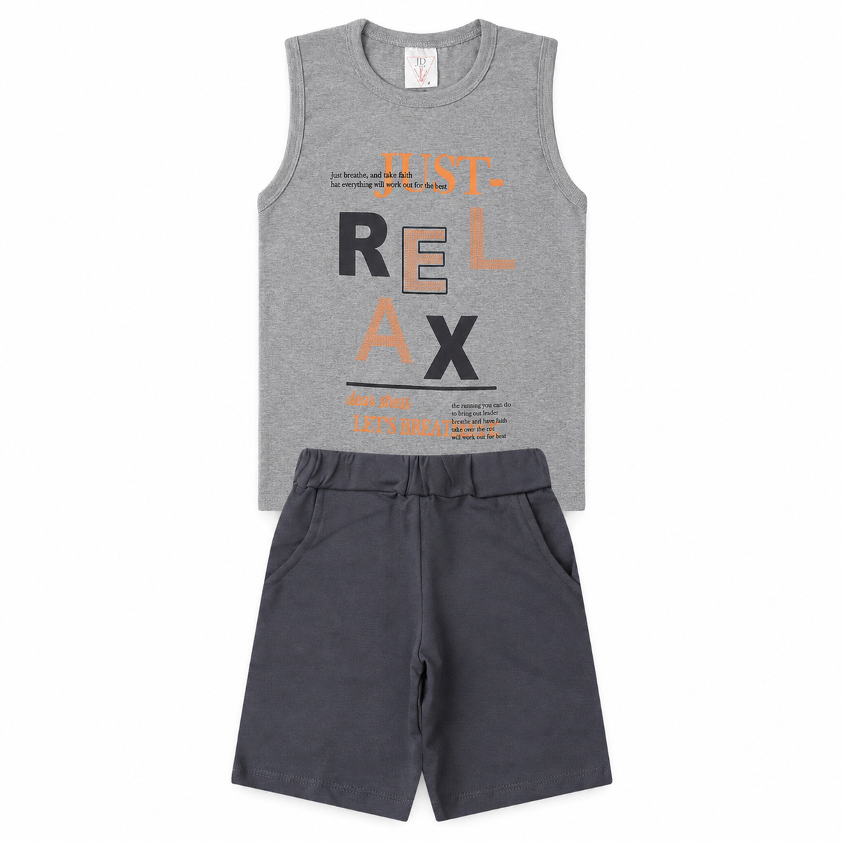 01 conjunto de menino verao rex mescla jd kids