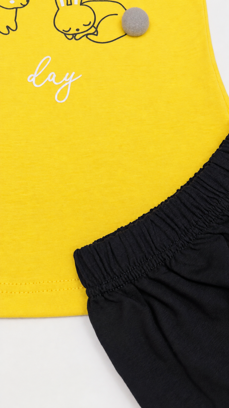 05 conjunto menina verao coelhinhos amarelo jd kids