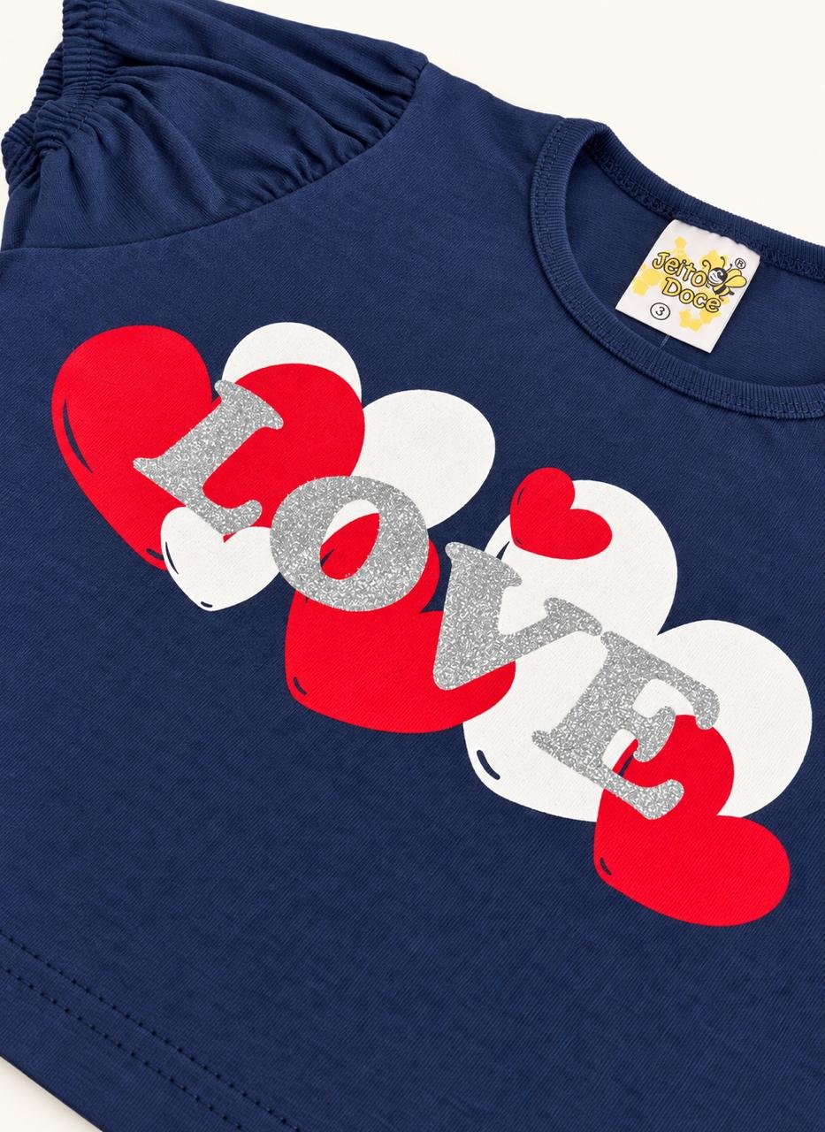 04 conjunto menina verao estampa com brilho azul marinho jd kids